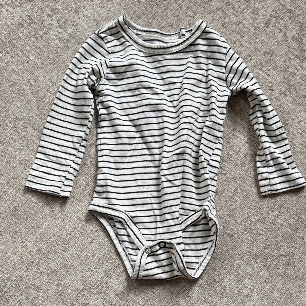 Jessica Simpson Striped Long-Sleeve Baby One-Piece Bodysuit - Neutral Stripe